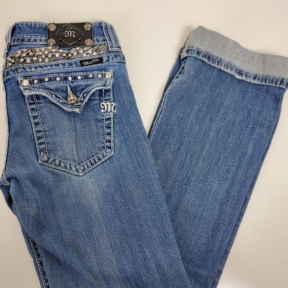 Miss  Me rhinestone bling studded bootcut JP5011-3 jeans size 29 - Picture 4 of 16